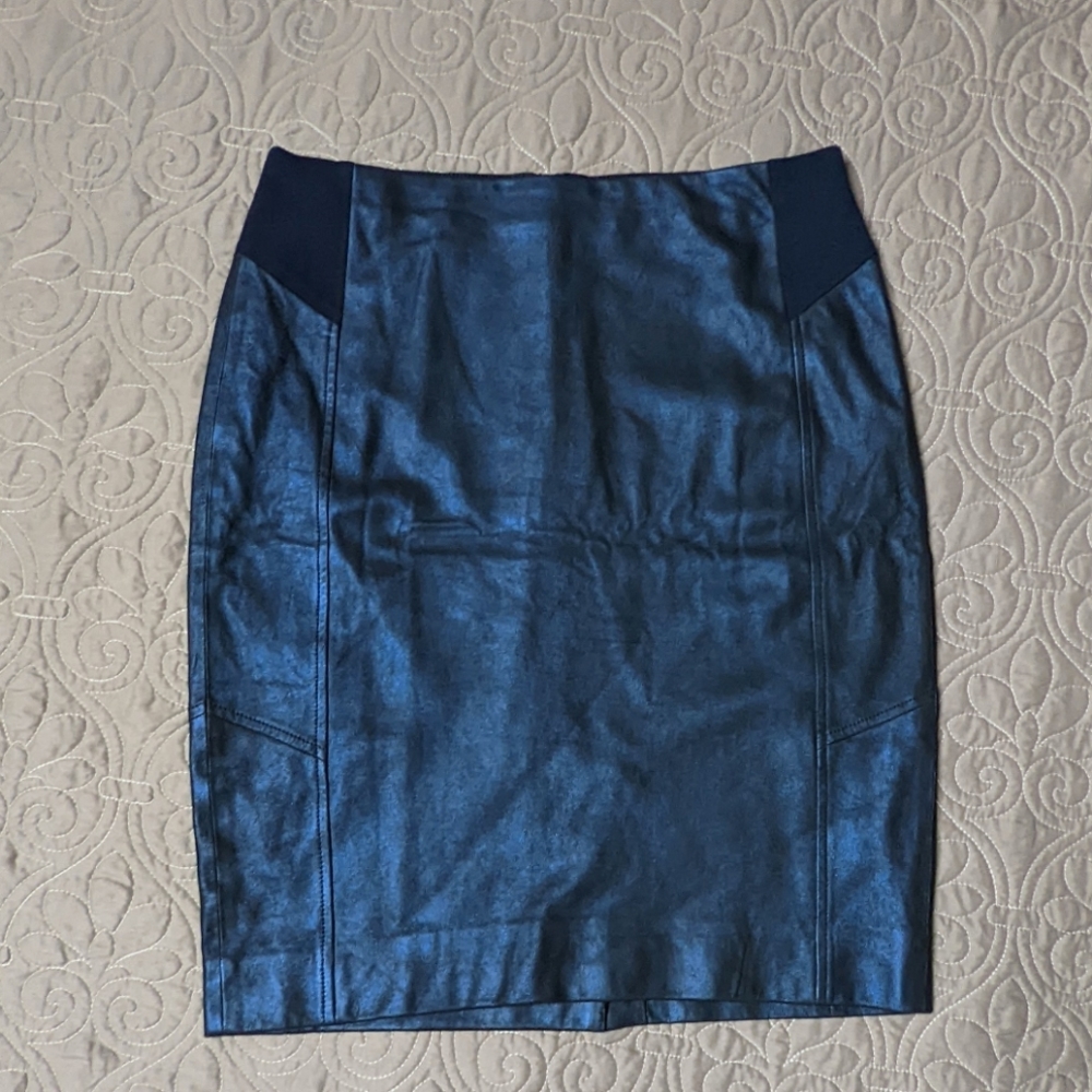 Carlisle Metallic Blue Leather Skirt